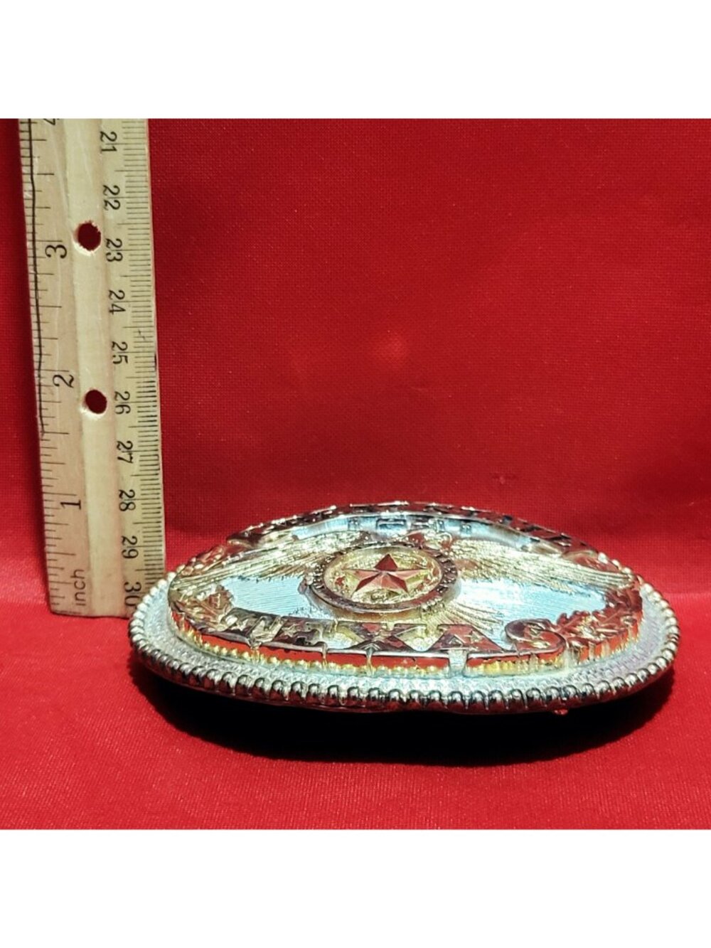 Vintage Texas Belt Buckle Two Tone Eagle Star Silversmith Collection ADM Western - Picture 9 of 10